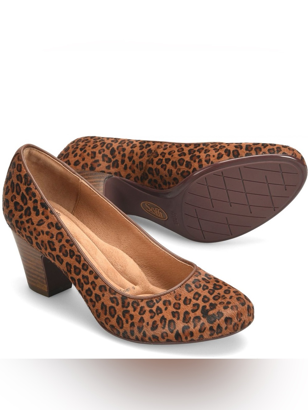 Sofft calf hair myka Leopard Print Block Heel Pumps - Women 9